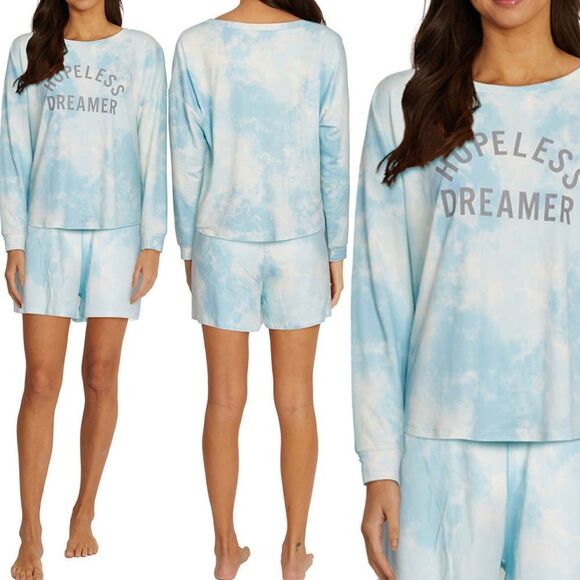 Wildfox Sleep Hopeless Dreamer Sleep Set In Blue Glow Tie Dye Small NWT - Picture 1 of 3